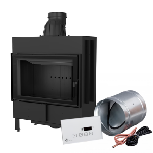 Inteligentny kominek powietrzny LUCY 14 kW Ø 200 czarne wyłożenie MSK GLASS