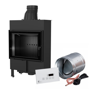 Inteligentny kominek Lucy Slim 8 kW Ø 160 czarne wyłożenie Msk Glass