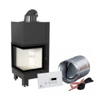 Inteligentny kominek powietrzny stalowy MBN lewy BS 8 kW Ø 200 MSK GLASS
