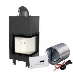 Inteligentny kominek powietrzny stalowy MBN prawy BS 8 kW Ø 200 MSK GLASS