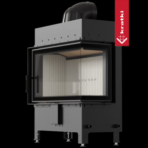 Kominek powietrzny stalowy prawy KRATKI LUCY 14 kW Ø 200